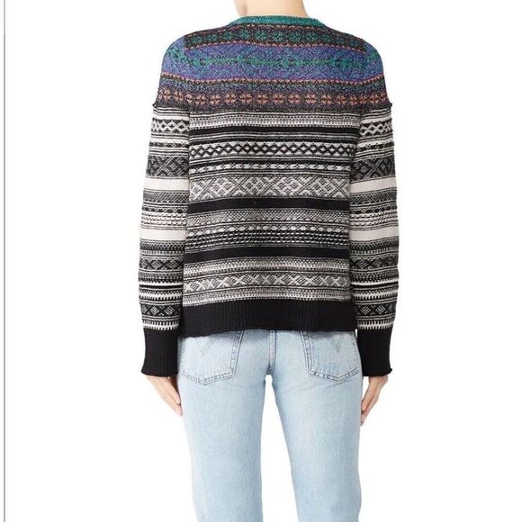 (nude) Sweater Women IT 42 US Medium Fair Isle Virgin Wool Blend Metallic Detail - Picture 2 of 11